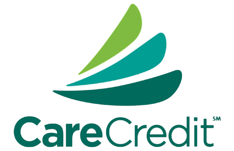 CareCredit logo with stylized green graphics