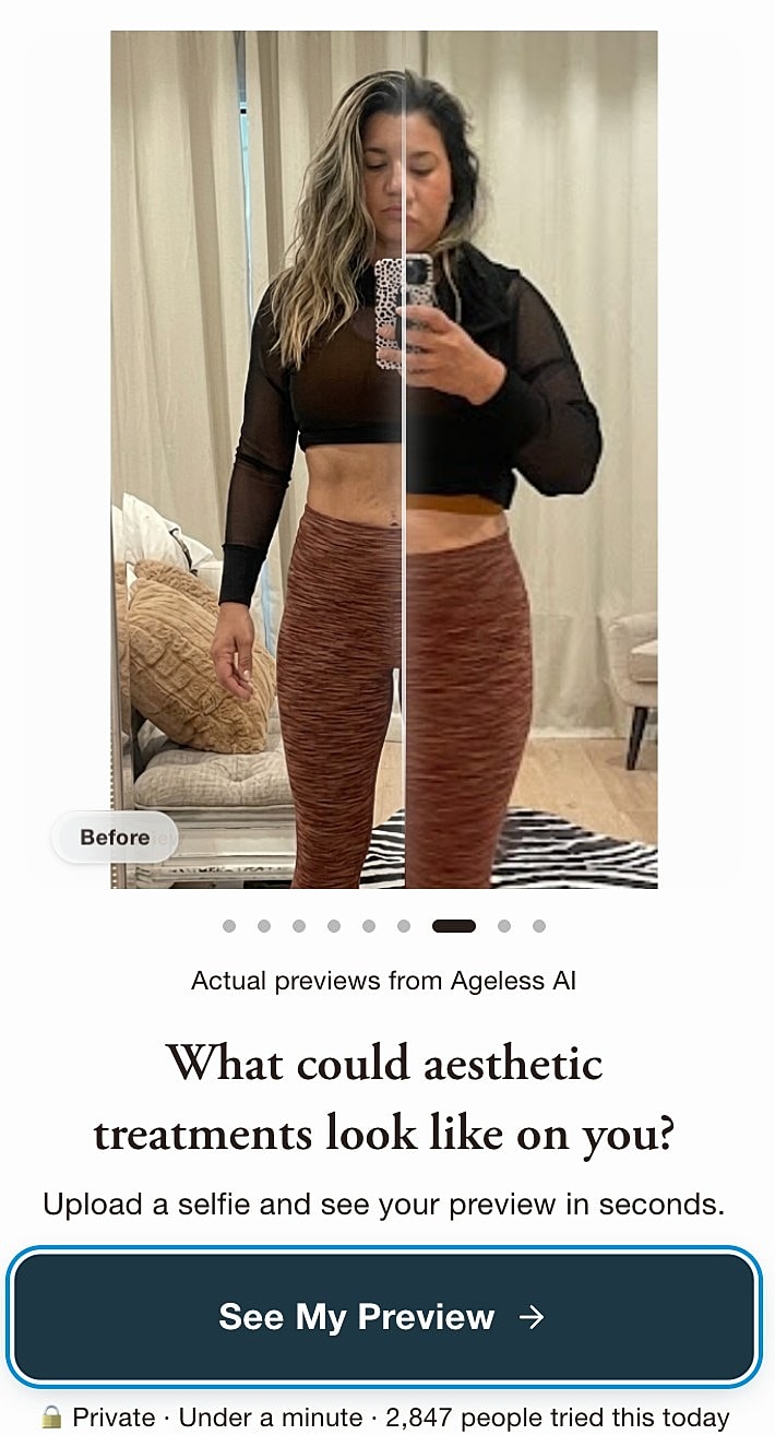 Selfie comparison for aesthetic treatment preview.