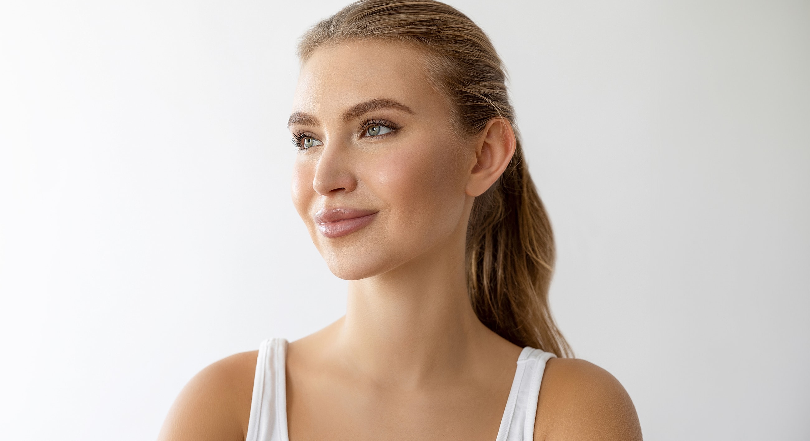 Reception area with floral decor and informative display