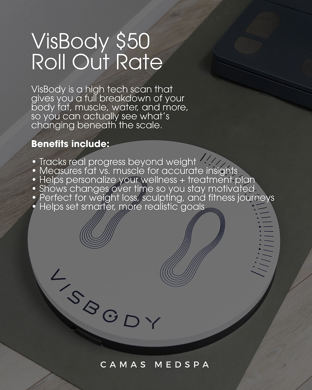 VisBody body composition analysis promotion at Camas Medspa