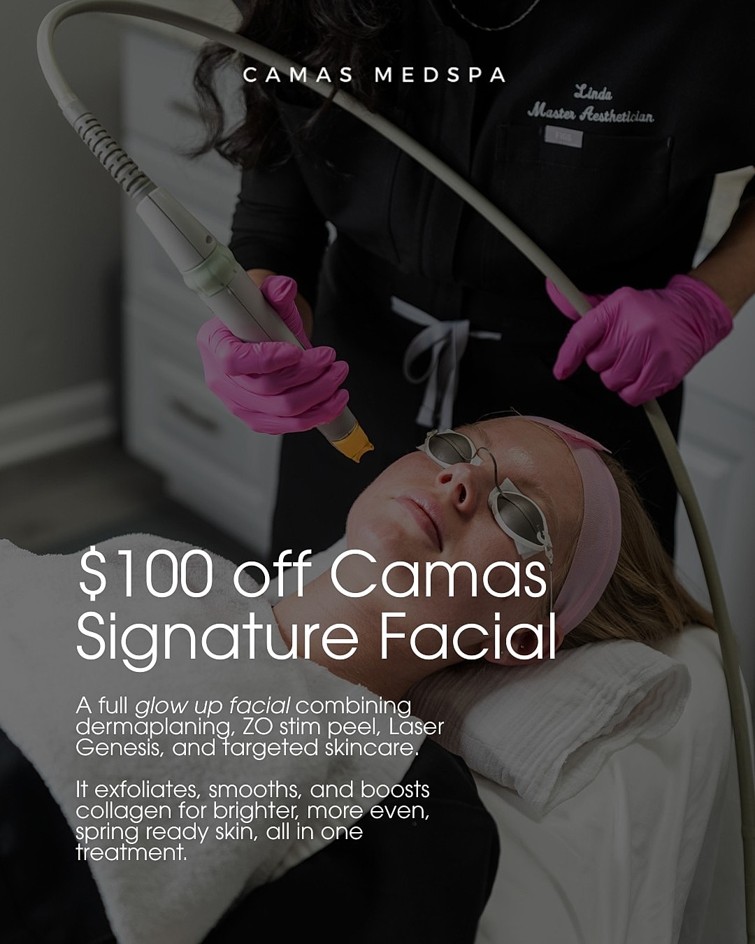 Camas Medspa facial treatment promotion image