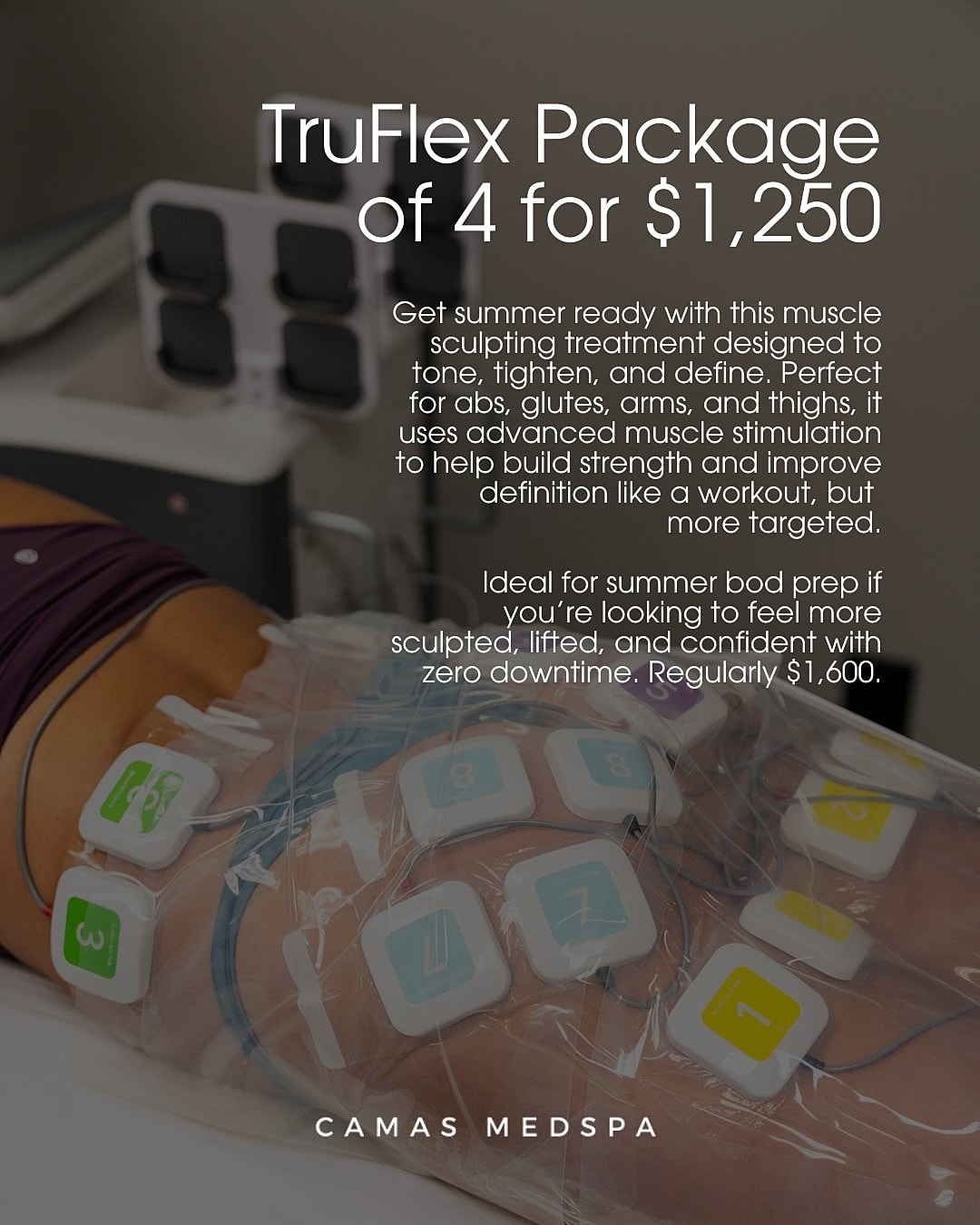 Muscle sculpting treatment advertisement for summer readiness.